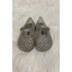Baby Toddler Little Kid’s Girl's Silver Glitter Sparkle Jelly Sandals, Size 5